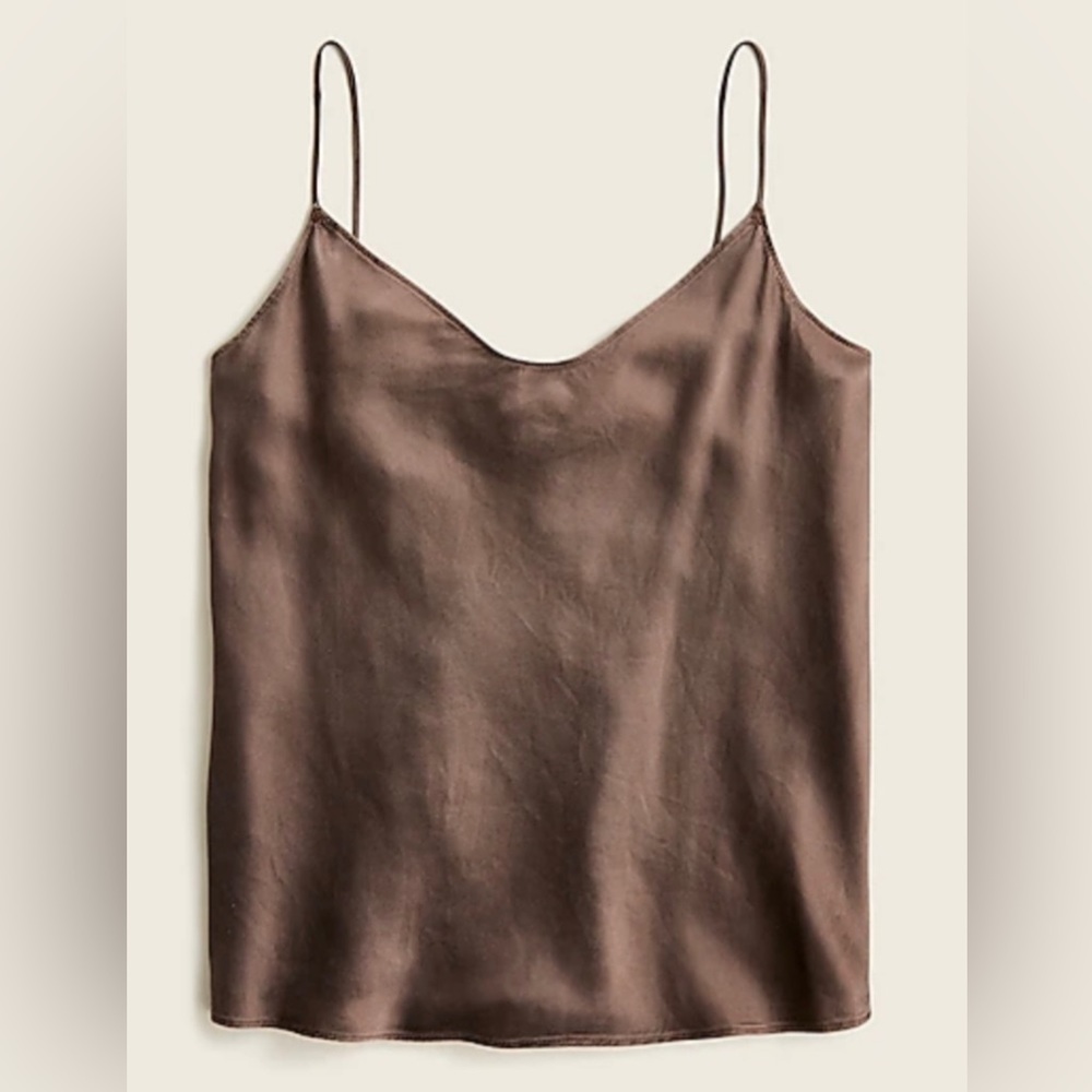 J. Crew Taupe Brown Washable Silk Charmeuse Cami Small